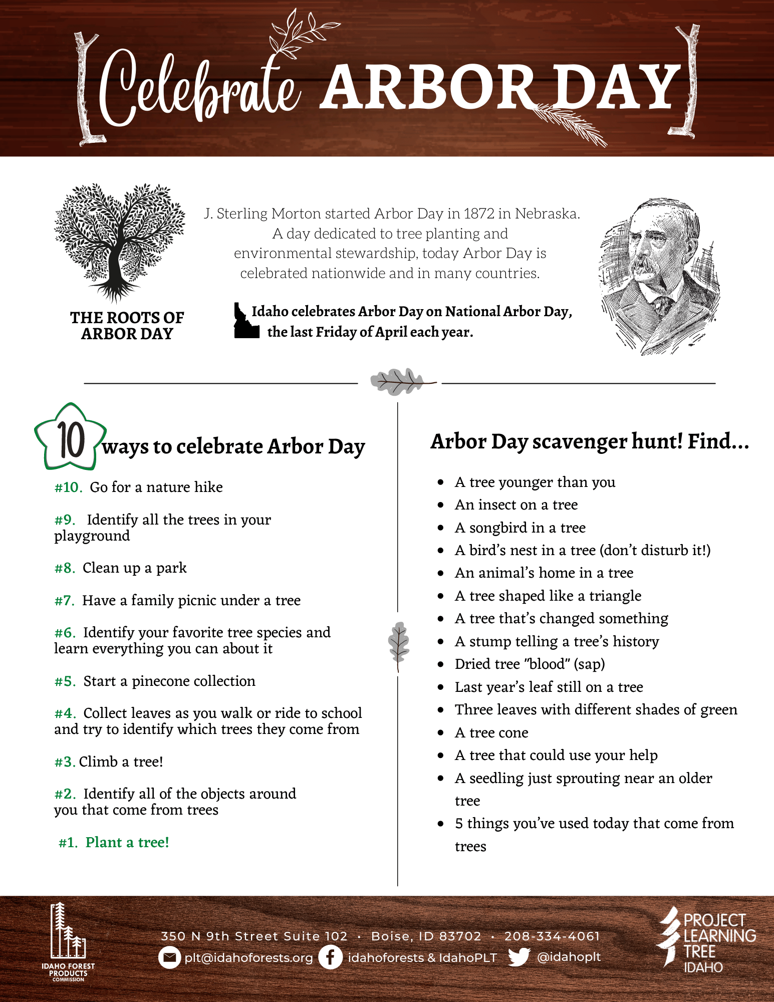 Arbor Day Activity Sheets · Idaho Forests Products Commission